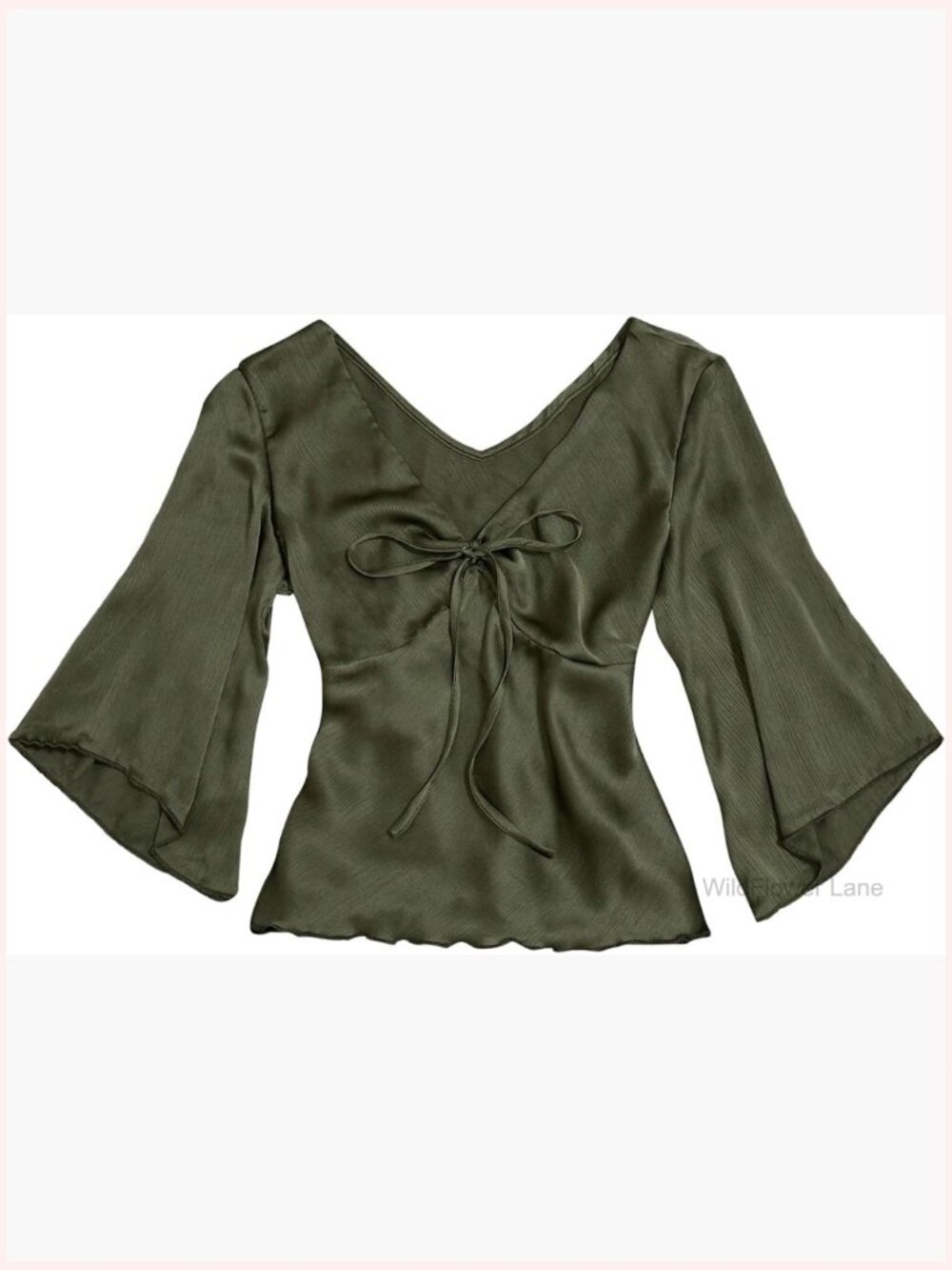 V-Neck Tie Front Blouse Half Sleeve Going Out Top